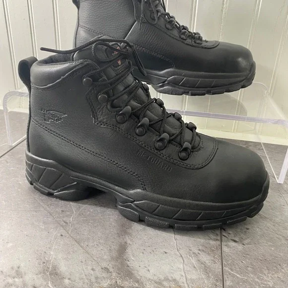 Red Wing Metguard‎ Leather Work Boots Mens Size 8 Black Safety Toe 6680